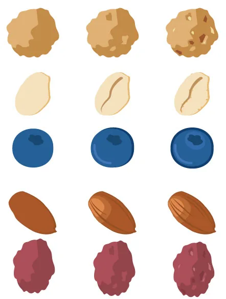 크럼비 재료 일러스트레이션 — Crumby Ingredient Illustrations · Granola Components