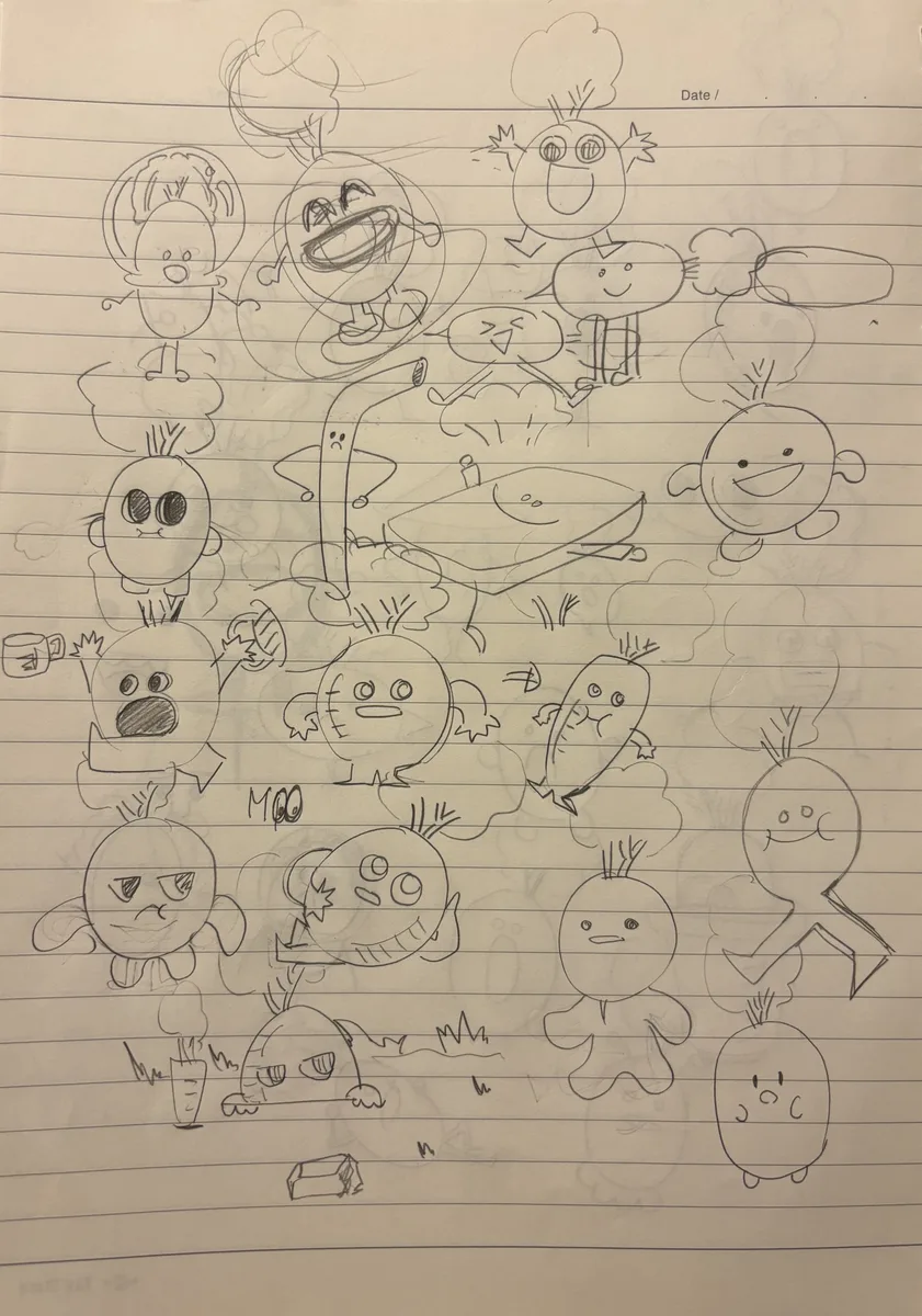 무(無) 캐릭터 2차 스케치 — blob 형태로 진화